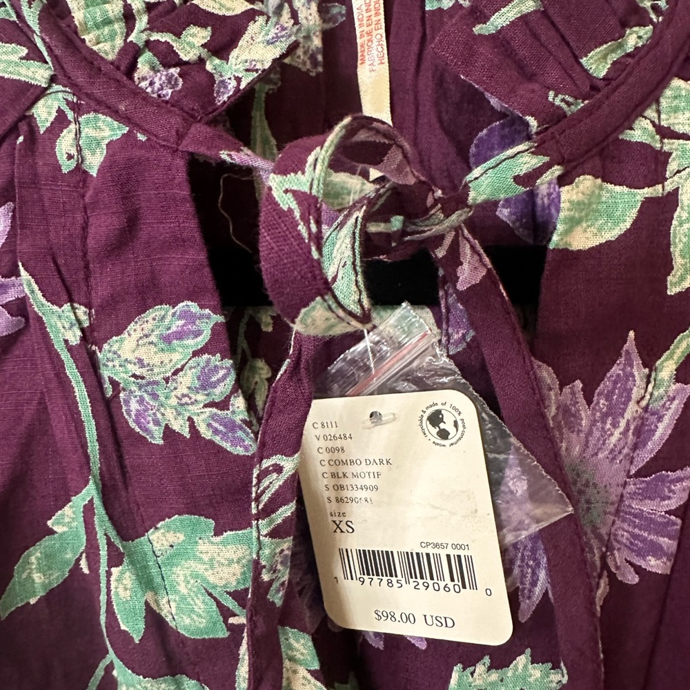Free People ruffled cotton blouse xs - Picture 4 of 4